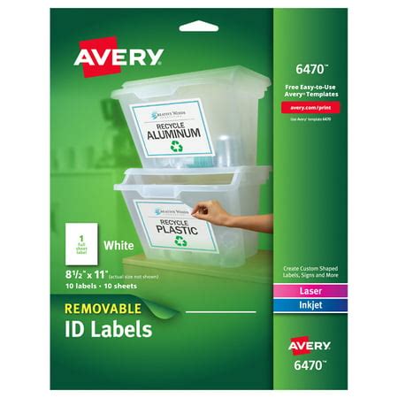 avery removable full sheet labels      pack