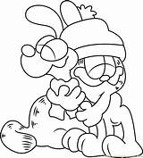 Garfield Coloring Odie Hugs sketch template