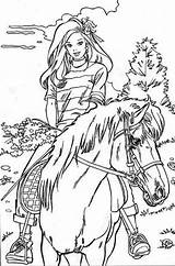 Coloring Pages Horse Girl Riding Girls Getcolorings sketch template