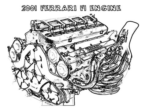ferrari car  engine parts coloring pages  place  color