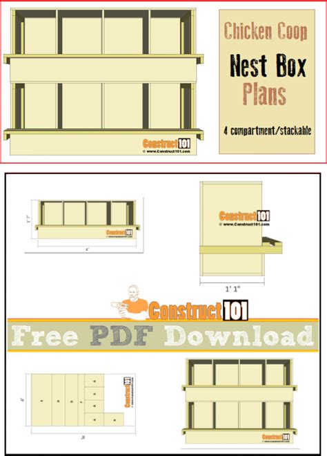 chicken coop nest box plans  compartments stackable