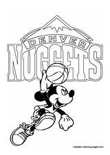 Nuggets Denver Pages Coloring Mouse Mickey Nba Basketball sketch template