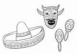 Coloring Sombrero Maracas Mexican Pages Pinata Mask Mexico Food Culture Chili Color Chilli Getcolorings Colorings Supercoloring Print Printable Getdrawings Drawing sketch template