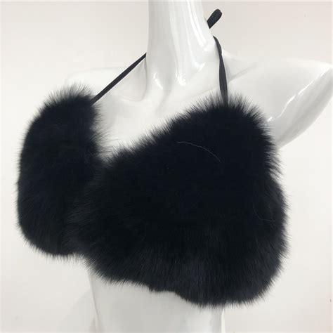 2019 new fashion sexy style real black fox fur bra for women buy fur