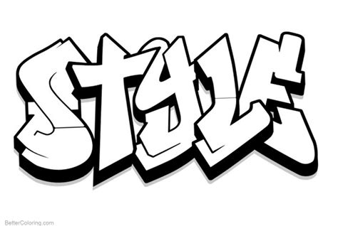 graffiti coloring pages letters style  printable coloring pages