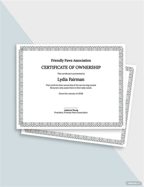 fillable downloadable  printable service dog certificate