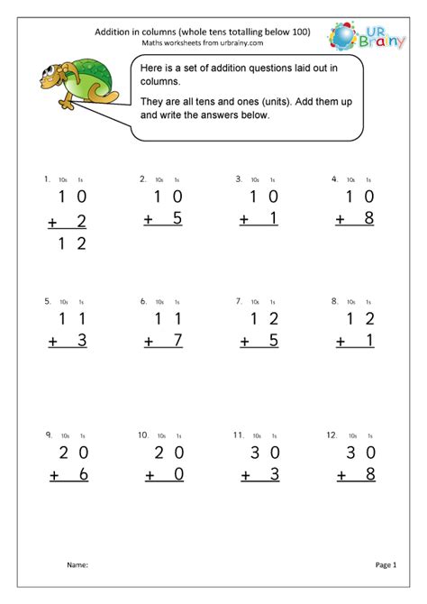 column addition worksheets  grade