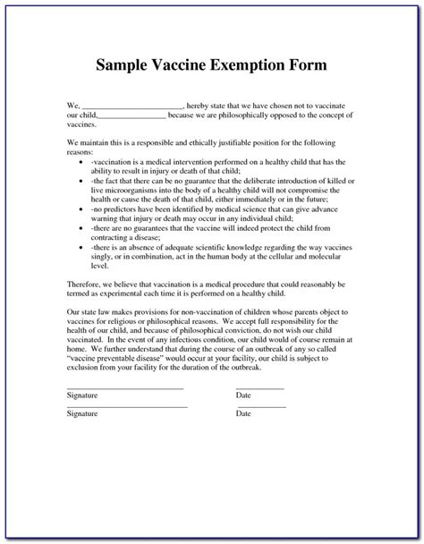 vaccine exemption form indiana exemption religious form request sample