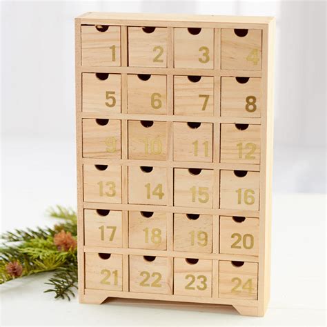 unfinished wooden countdown advent calendar box table decor christmas  winter holiday