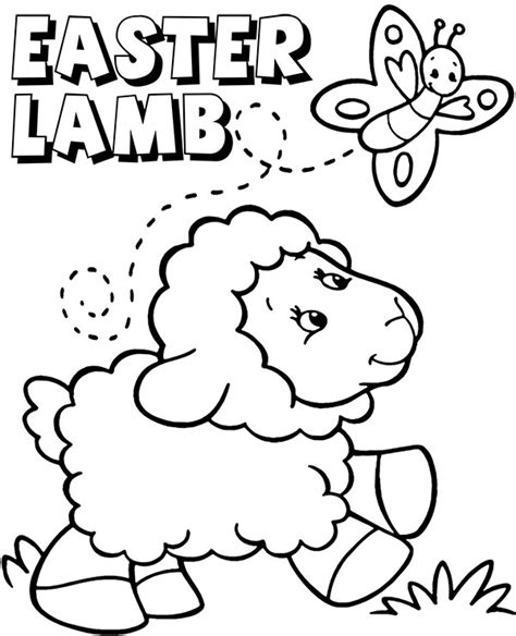 printable easter lamb  butterfly coloring page