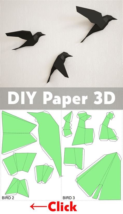 Diy Paper Birds On Wall 3d Papercraft Easy Paper Model