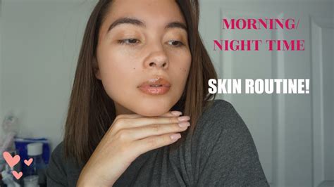 Morning Night Time Skin Routine Acne Prone Skin Youtube