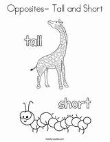Tall Short Coloring Opposites Worksheets Kids Preschool Print Soft Hard Pages Kindergarten Outline Slow Fast Printable Matching Twisty Twistynoodle Adjectives sketch template