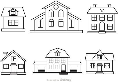 vector house outline set house outline house vector children sketch