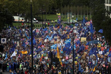 anti brexit protesters descend  london  parliament debates   york times