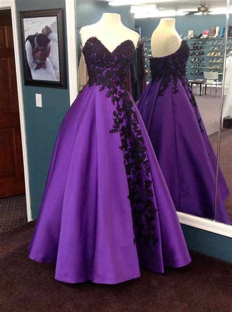 purple ball gownsblack lace appliques dresssweetheart prom dressquinceanera dresses prom