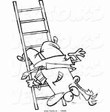 Ladder Rung Upside Outlined Businessman Toonaday sketch template