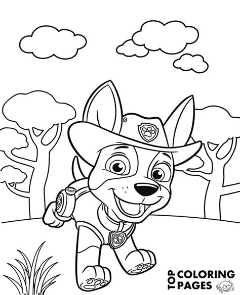 coloring page  tracker  paw patrol