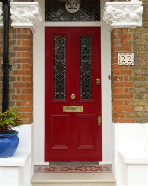 A Beautiful Red Victorian Door Maybe From Accoya Wood With Decorative