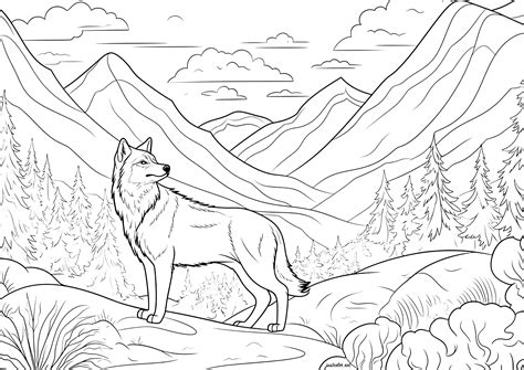 wolf   mountain wolves adult coloring pages