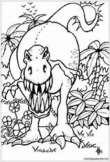 Pages Coloring Tyrannosaurus Terrifying Dinosaurs sketch template