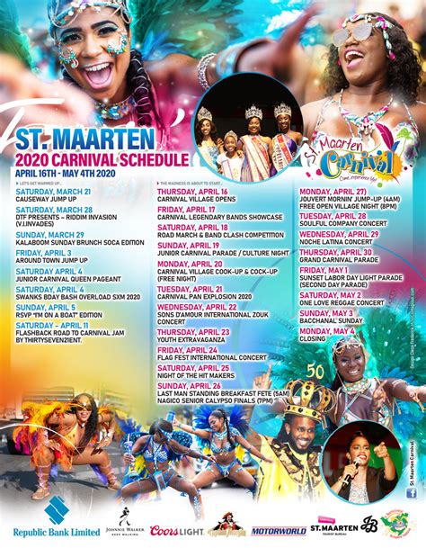 carnival  schedule spans  days   local  sxm islandtime
