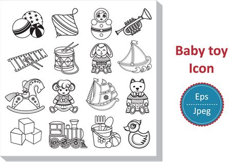 children toy set baby toy monochrome image template  coloring