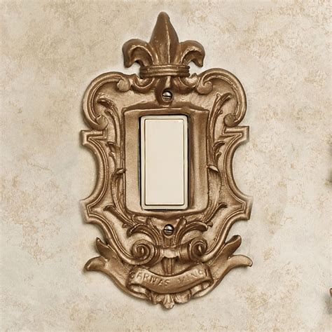 royal aged gold fleur de lis large switchplates