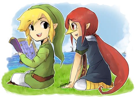 Link And Medli Chillin Legend Of Zelda Wind Waker Fan Art