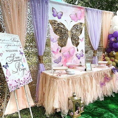 butterfly baby shower backdrop step repeat designed printed  banners  roz girl