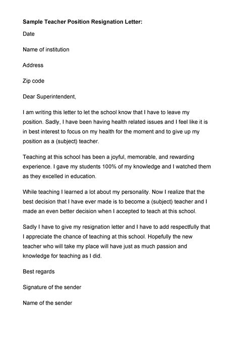 teacher resignation letters ms word templatelab vrogue