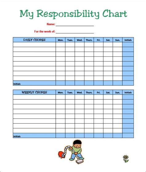 printable chore chart templates  templates art
