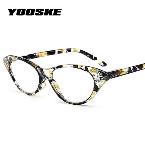 Yooske Ladies Imitation Diamond Cat Eye Reading Glasses Women Female