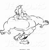 Cartoon Outline Coloring Weightlifter Neck Man Vector Ron Leishman Bodybuilder Graphic Royalty sketch template