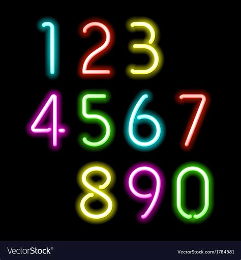 neon numbers royalty  vector image vectorstock