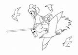 Ghibli Kiki Studio Seagulls Jiji Galery Flight sketch template