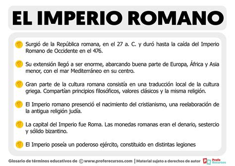 caracteristicas del imperio romano