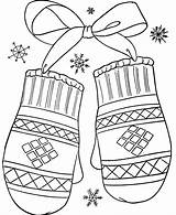 Winter Coloring Pages Mitten Printable Kids sketch template