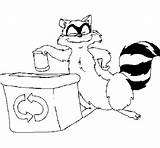 Coloring Recycling Raccoon Roller Toilet Paper sketch template