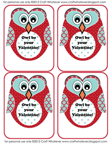 craft  printable owl valentines