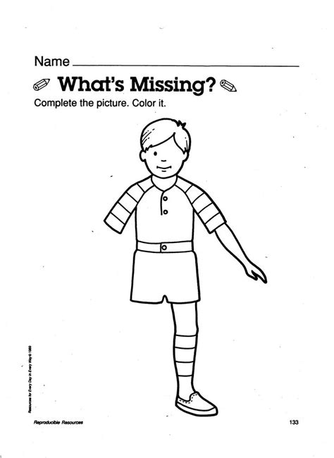 body awareness whats missing worksheet preschool worksheets