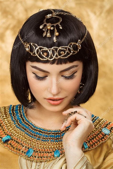 Beautiful Egyptian Woman Like Cleopatra On Golden