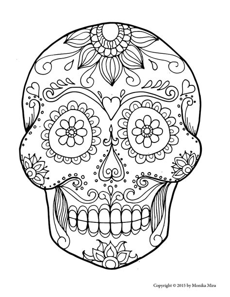 printable sugar skull coloring pages  printable