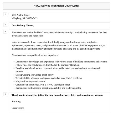 hvac service technician cover letter velvet jobs