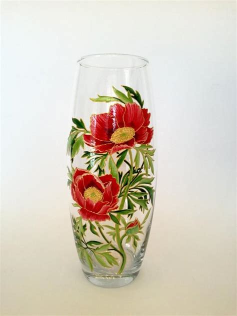 Holiday Present Hand Painted Vase Colorful Glass Home