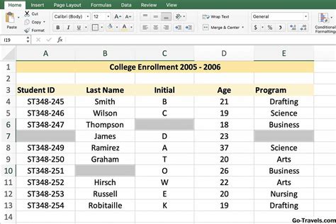 contoh tabel data excel imagesee