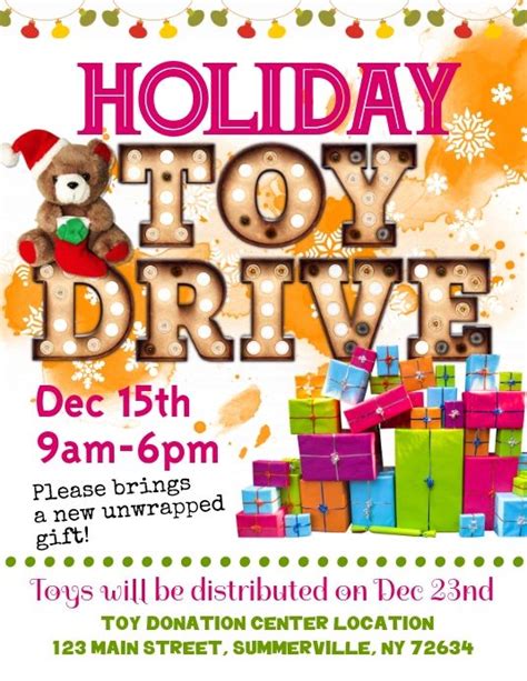 holiday toy drive flyer christmas templates holiday toys flyer
