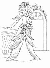 Coloring Pages Victorian Dresses Princess Dress Wedding Anime sketch template