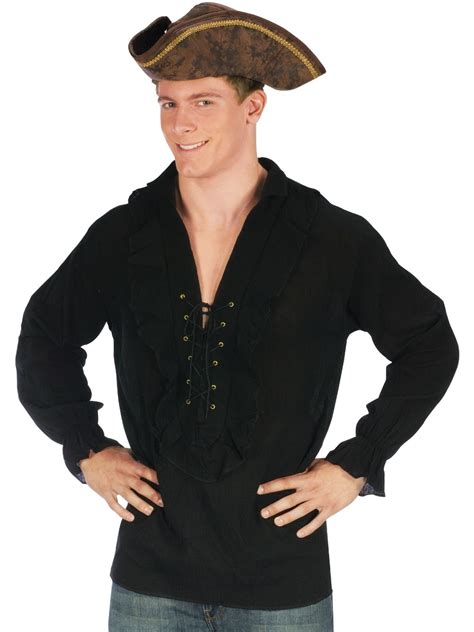adult s mens black renaissance peasant pirate shirt costume walmart