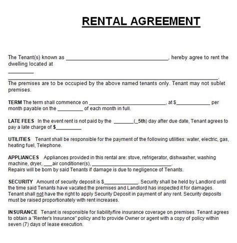 sample apartment rental agreement templates   ms word google docs pages